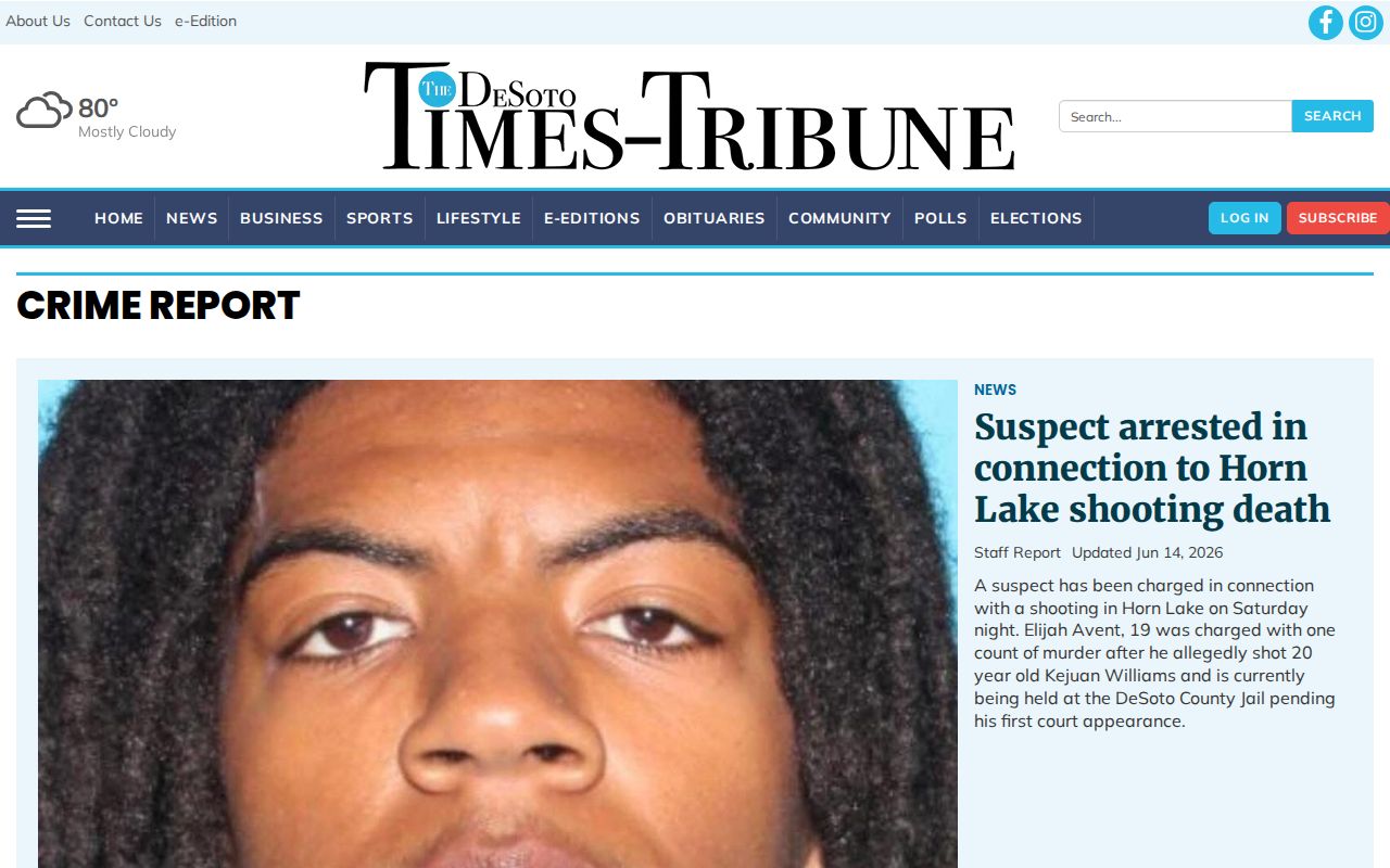 DeSoto County crime-news record source screenshot