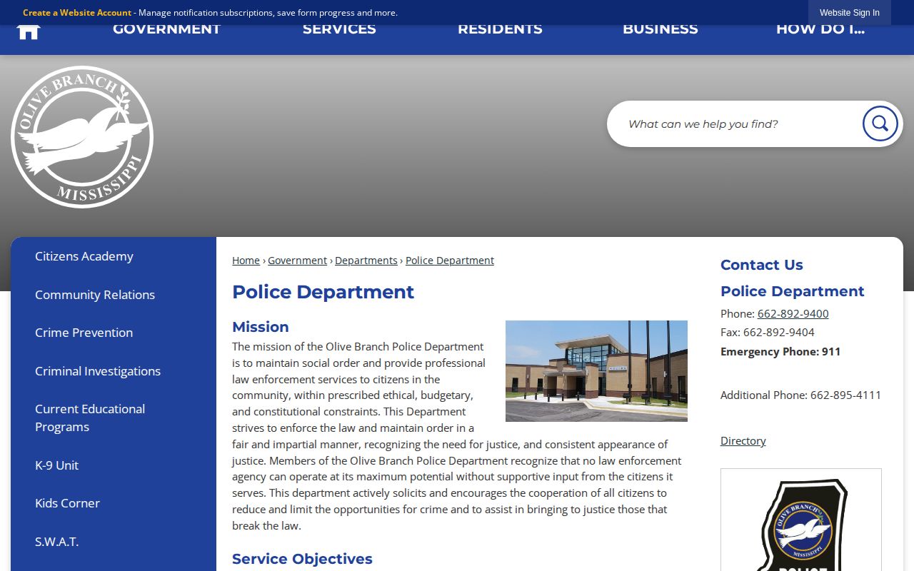 DeSoto County Olive Branch Police booking-record source
